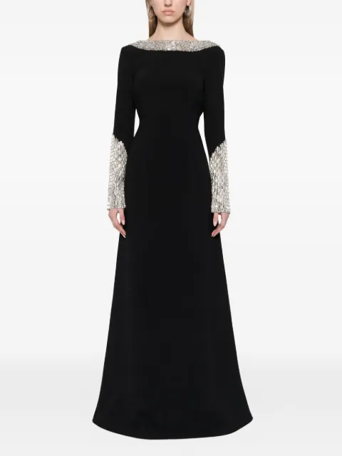 Dina Melwani crystal-embellished open-back gown Black DMSS26170181