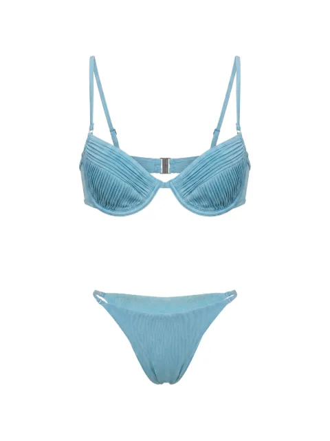 Selia Richwood Amy shirred pleated bikini Blue AMY