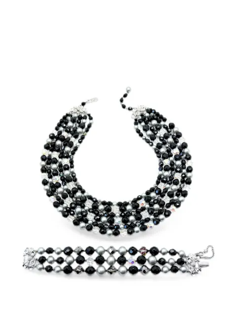 Jennifer Gibson Jewellery 1950s Schiaparelli Monochrome Necklace demi-parure Black JGJSCHIASET2