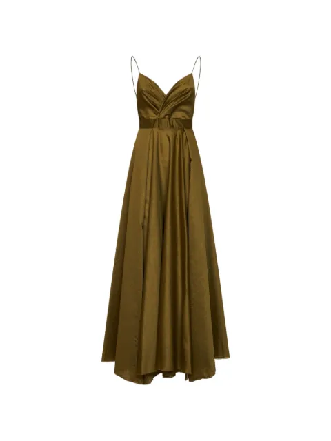 Blanca Vita wrap-front gathered maxi dress Green ABISSO1824AVOCADO