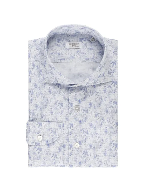 BORRIELLO NAPOLI floral-print spread-collar shirt White 22049