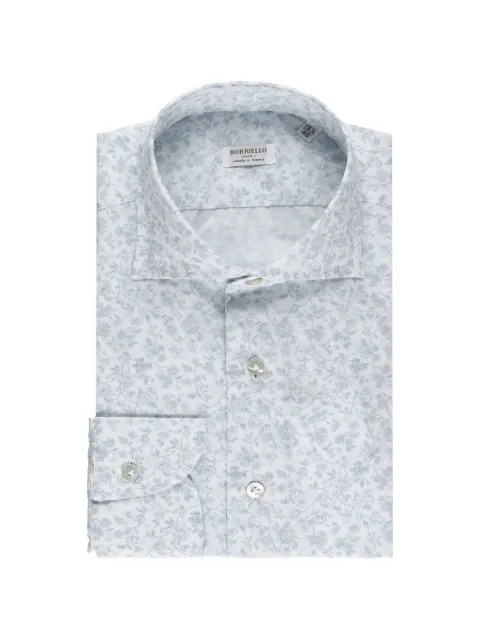 BORRIELLO NAPOLI floral-print long-sleeve shirt Blue 220461