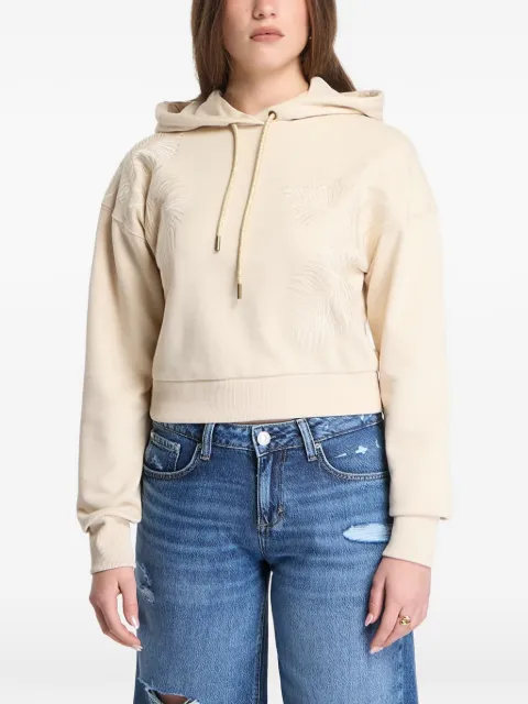 GUESS USA leaf-embroidered drawstring hoodie Neutrals W6GQ05K3047G1M5