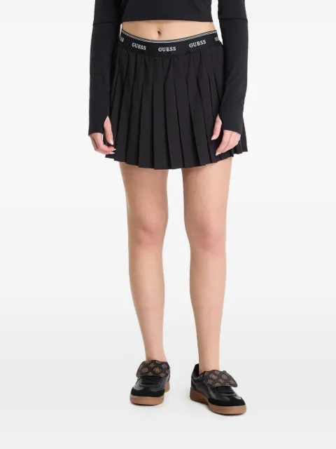 GUESS USA logo-waistband pleated mini skirt Black V6GD11W1802JBLK