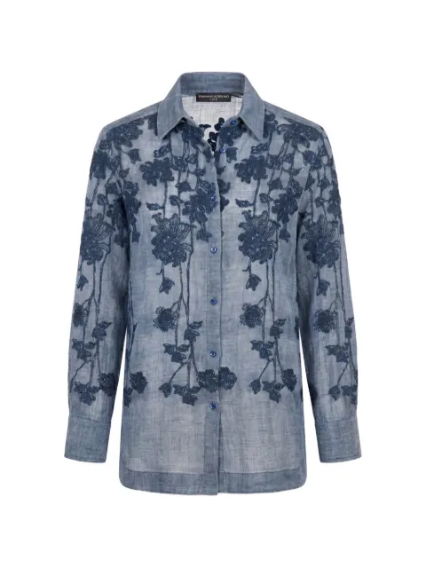 Ermanno Scervino floral-embroidered linen shirt Blue D484K610LYQ