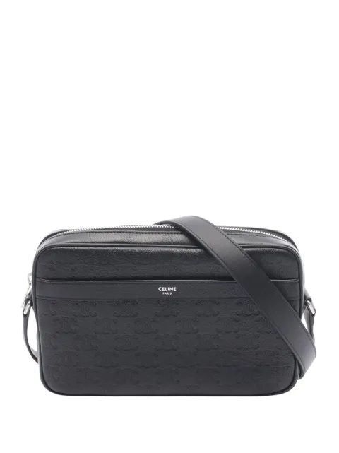 Celine Pre-Owned 2010-2026 Medium Triomphe Embossed Leather crossbody bag Black IE6FTL1O64KEYUZ1