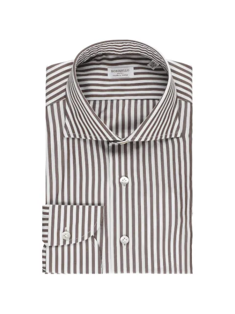 BORRIELLO NAPOLI striped spread-collar shirt White 210116