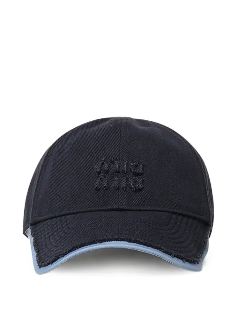 Miu Miu drill and poplin baseball cap Blue 5HC3692CWL