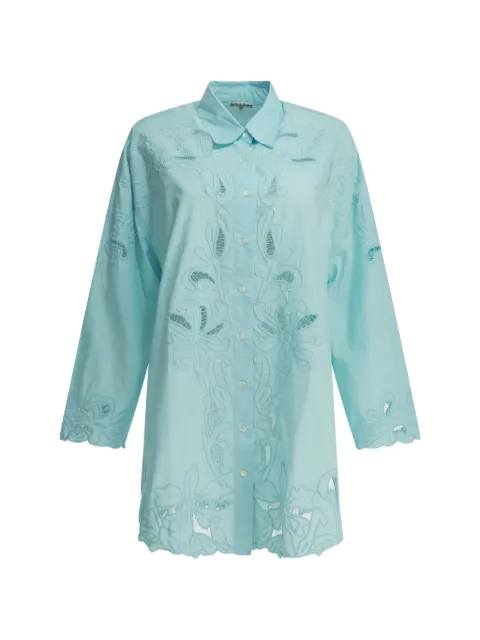 Juliet Dunn cut-out embroidered shirt Blue JD9101SKY