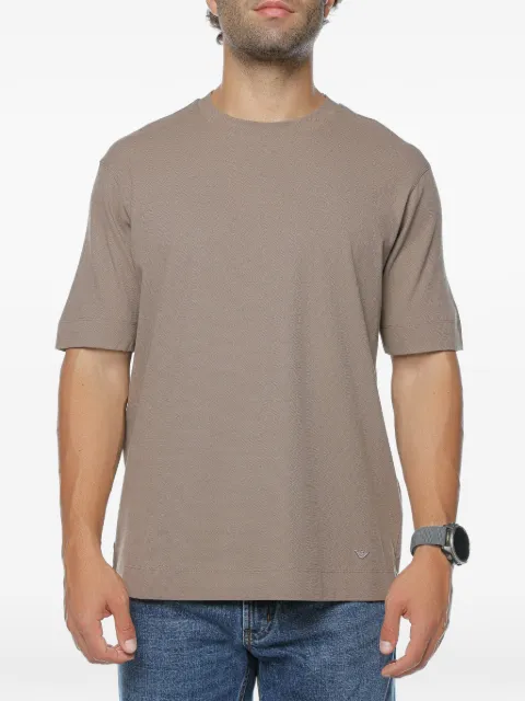 Emporio Armani textured logo-detail t-shirt Brown EM003011AF1076