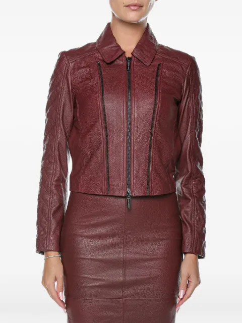Armani Exchange quilted-sleeve leather jacket Red XW000654AF1621