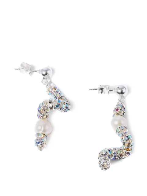 Pearl Octopuss. Y Tiny Snakes crystal-embellished earrings Silver X9P41
