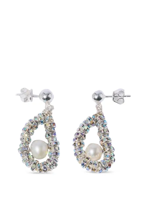 Pearl Octopuss. Y mini Oysters crystal-embellished earrings Silver 7LMQ3