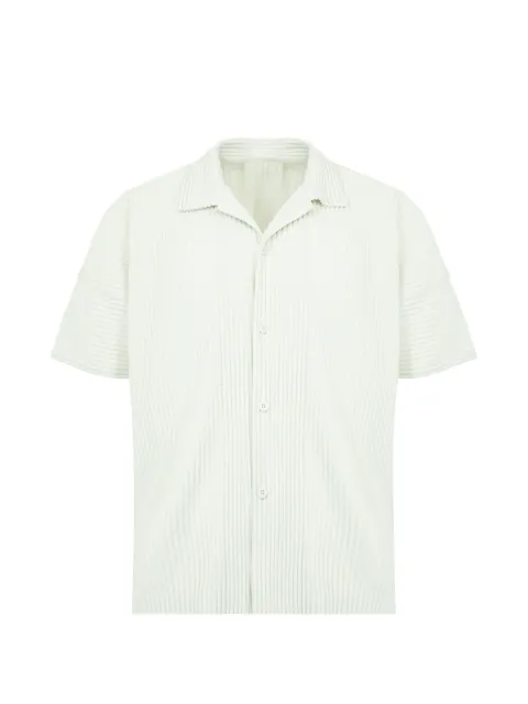 Issey Miyake striped short-sleeve shirt Green HP66JJ051
