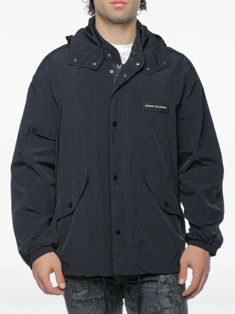 Armani Exchange logo-patch hooded jacket Black XM002137AF22504UB10