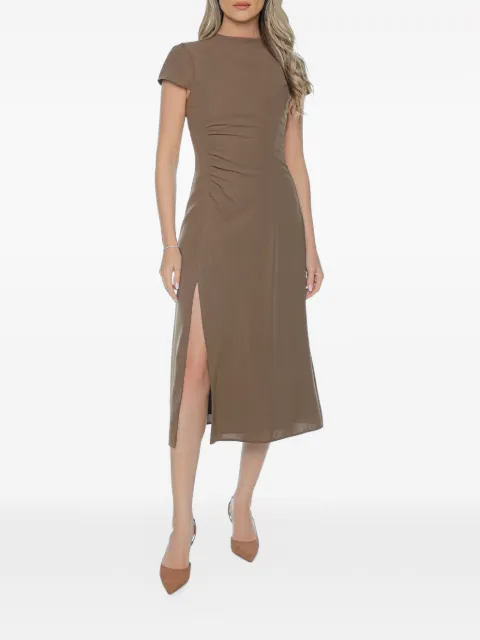 Armani Exchange ruched-detail midi dress Brown XW002838AF21529U613