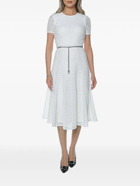 Michael Kors textured chain-belt midi dress White MS683DUKS1100