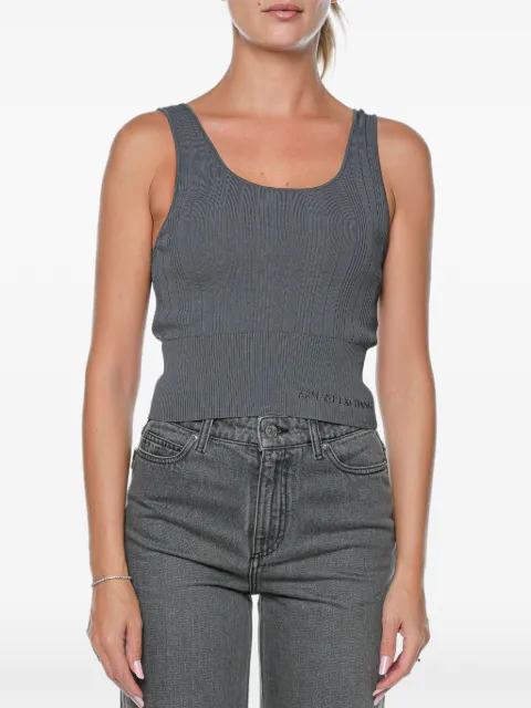 Armani Exchange ribbed-knit logo-embroidered top Grey XW001303AF1035U8105