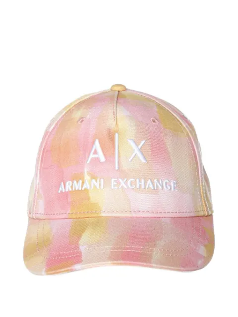 Armani Exchange logo-embroidered tie-dye baseball hat Pink XW000874AF13345