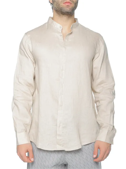 Armani Exchange mandarin-collar long-sleeved shirt Neutrals XM001222AF1461
