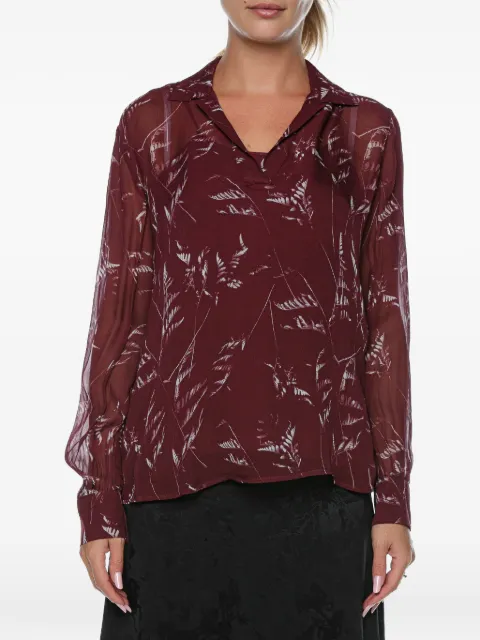 Armani Exchange blossom-print long-sleeve blouse Red XW001019AF1