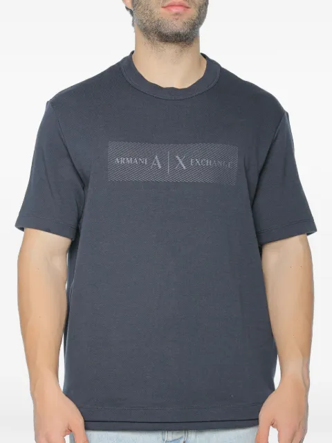 Armani Exchange logo-print short-sleeve sweater Blue XM002470AF2186UB101
