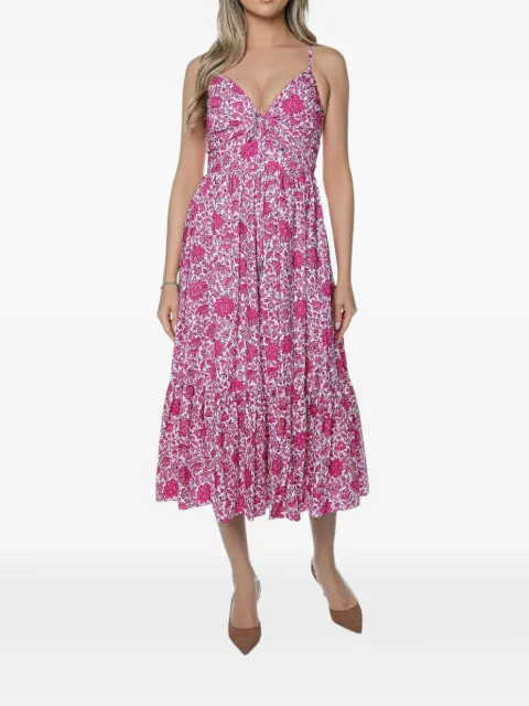 Michael Kors floral-print tiered midi dress Pink MS683DHKSM