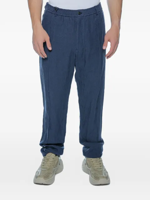 Emporio Armani elasticated-waistband linen trousers Blue EM004672TE1041UB094