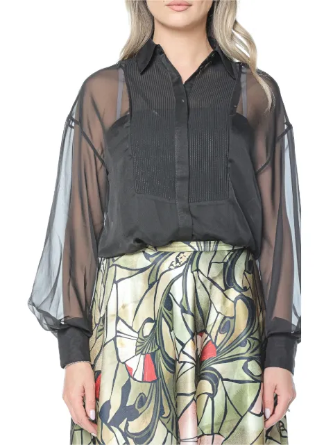 Ted Baker Rasiia bib-detail sheer shirt Black 282467