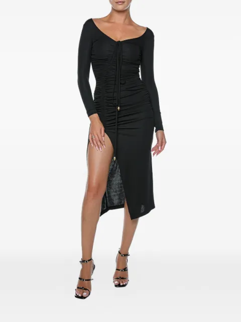 Just Cavalli ruched front-slit midi dress Black 79PAO934J0253899