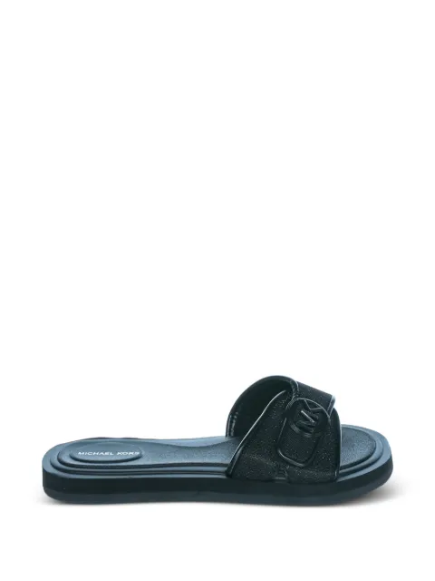 Michael Kors logo-plaque glitter slides Black 40R6MKFA2D