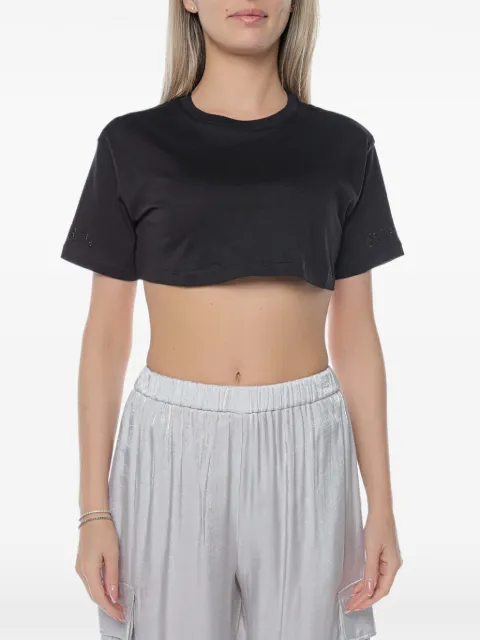 Armani Exchange cropped rhinestone-embellished T-shirt Black XW000525AF1035UC001