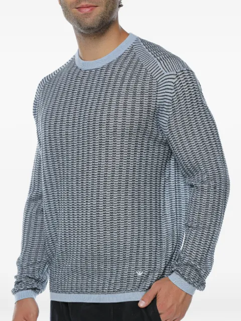 Emporio Armani textured-knit raglan-sleeve sweater Blue EM000895AF1422F9030