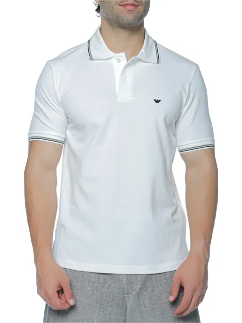 Emporio Armani logo-patch tipped polo shirt White EM004606AF2309U0003