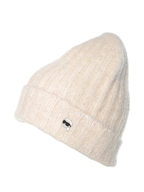 Karl Lagerfeld Ikon ribbed-knit beanie hat Neutrals A4W331081KX