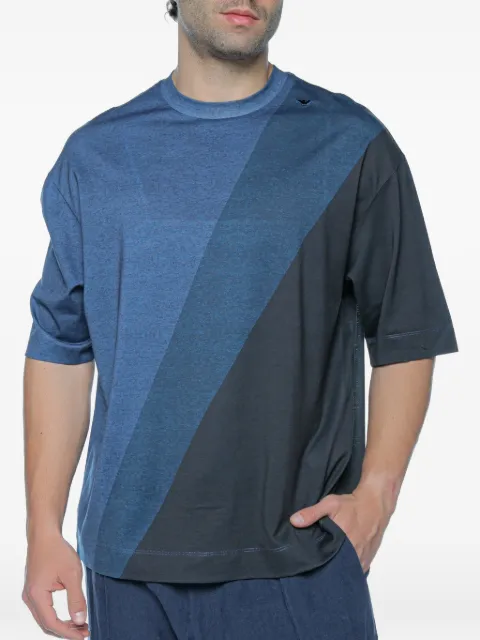 Emporio Armani colour-block logo-plaque T-shirt Blue EM005269AF1001FB482