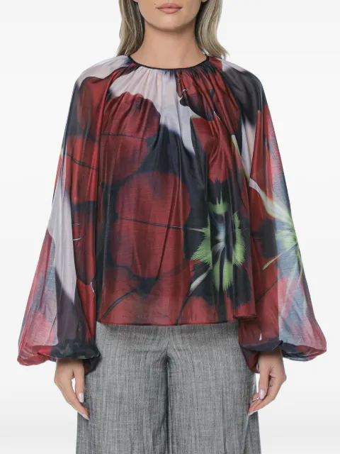 Ted Baker Elaia floral-print puff-sleeve blouse Blue 283849