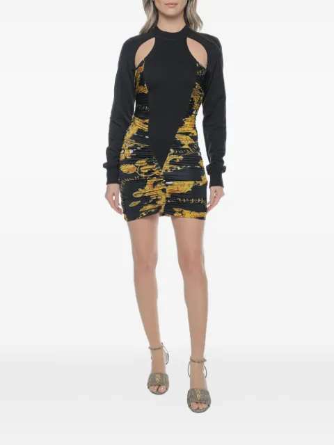 Versace Jeans Couture baroque-print ruched dress Black 75HAO972G89