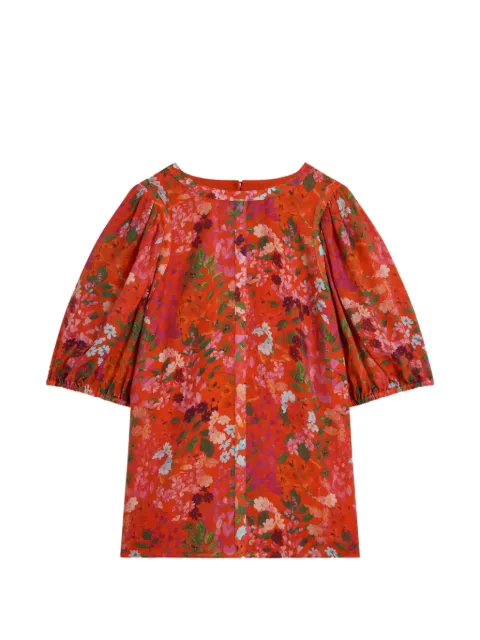 Ted Baker Hahtie floral-print puff-sleeve top Red 281436