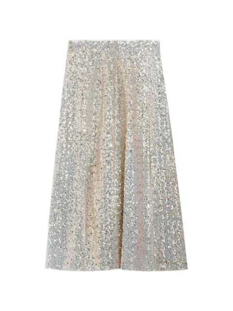 Ted Baker Kander sequin-embellished midi A-line skirt White 275628IVORY