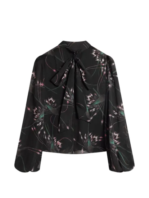 Ted Baker Alati floral-print tie-neck blouse Black 278255