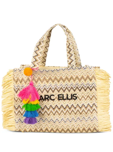 Marc Ellis Buby Saint Claire zigzag-knit fringed tote bag Neutrals BUBYSAINTCLAIREMMNN