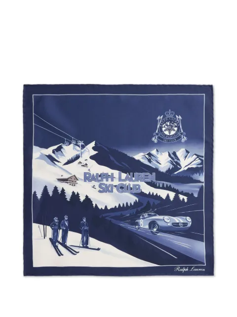 Ralph Lauren Purple Label silk graphic-print pocket square Blue 791P23840