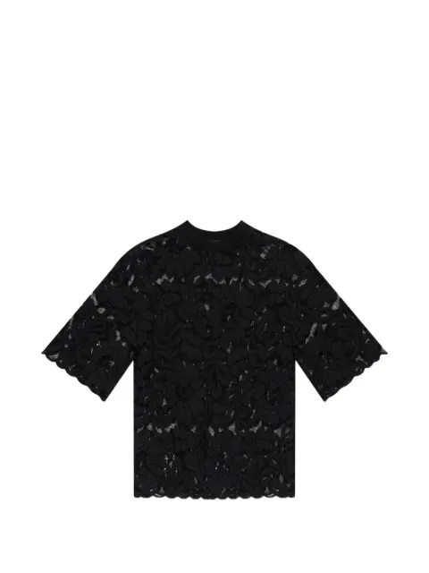 AllSaints floral-lace scalloped-edge top Black W133PE