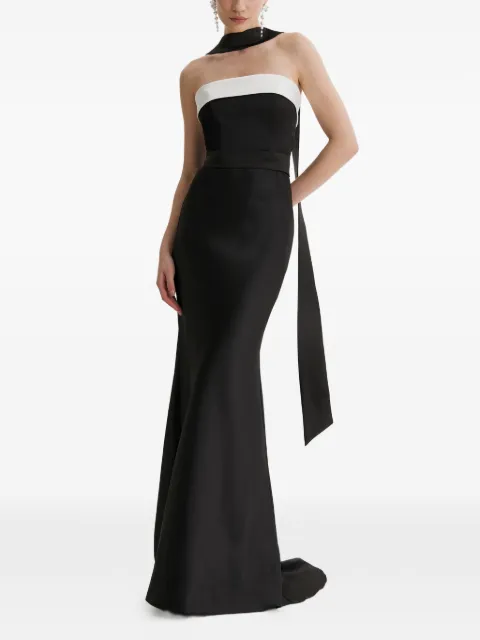 FRAMBOISE Hilary strapless colour-block maxi dress Black HILARY