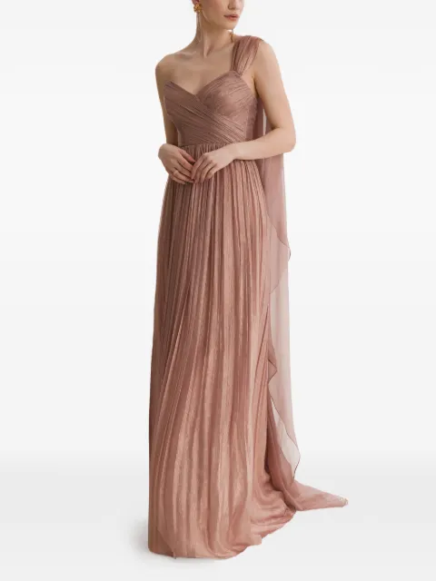 FRAMBOISE Neem one-shoulder pleated maxi dress Pink NEEM