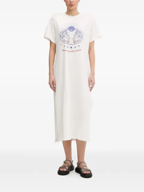 Hurley graphic-print side-slit midi dress White WDREU00021