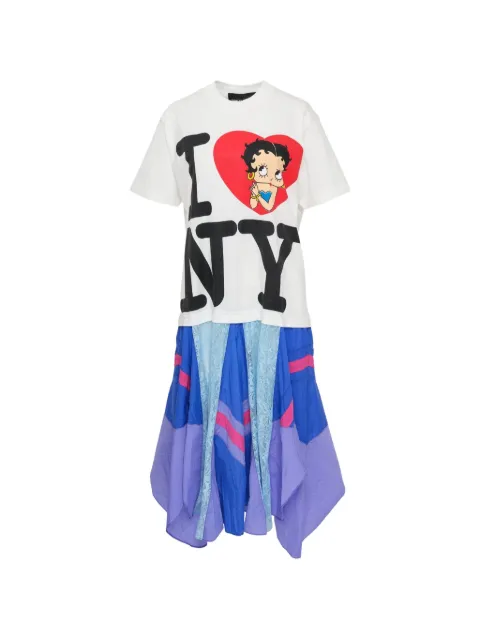 DRY CLEAN ONLY Betty Boop I Love NY midi dress White SS25JERSEYSPORTCLUB1300W
