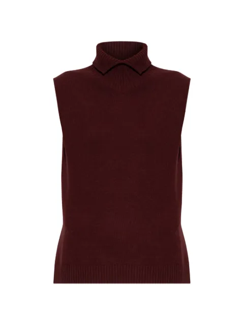 Jil Sander ribbed-knit collared sleeveless vest Red J02FB0141J14870