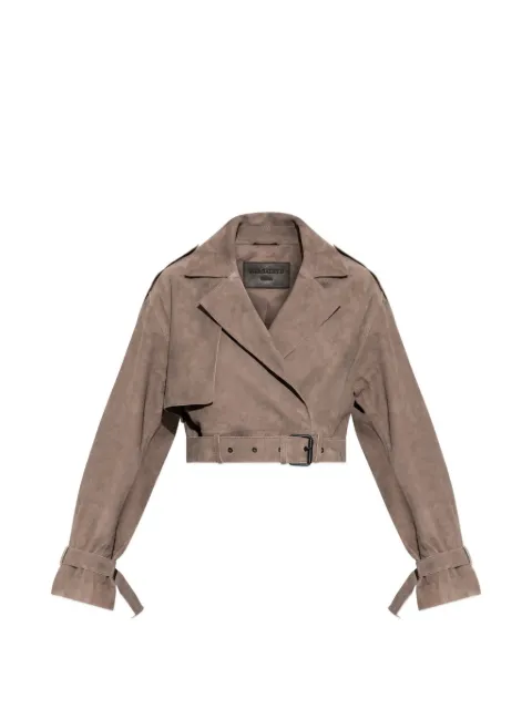 AllSaints Ophelia cropped belted jacket Brown W054LC